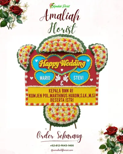 Karangan Papan Bunga Pernikahan di Karang Serang